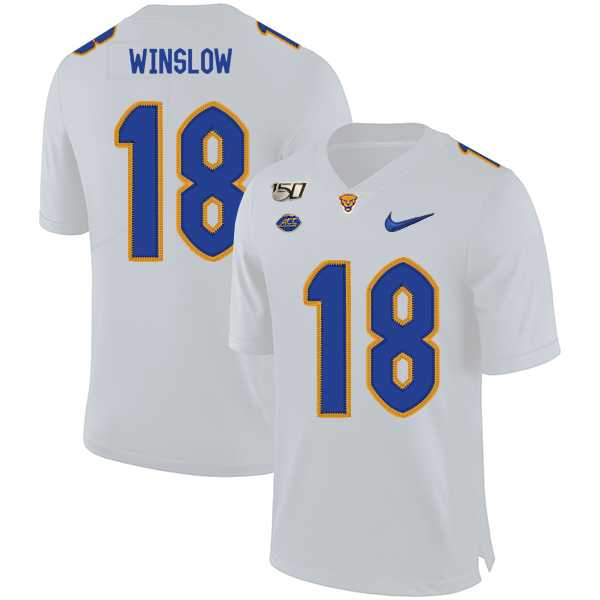 Pittsburgh Panthers #18 Ryan Winslow White 150th Anniversary Patch Nike College Football Jersey